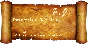 Petrovits Júlia névjegykártya