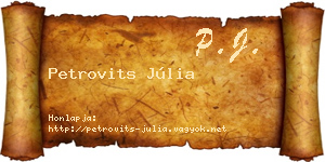 Petrovits Júlia névjegykártya